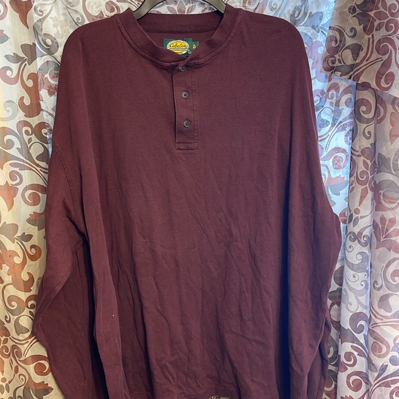 Men’s Cabela’s Burgandy Long Sleeve 1/4 front Button - Picture 1 of 1